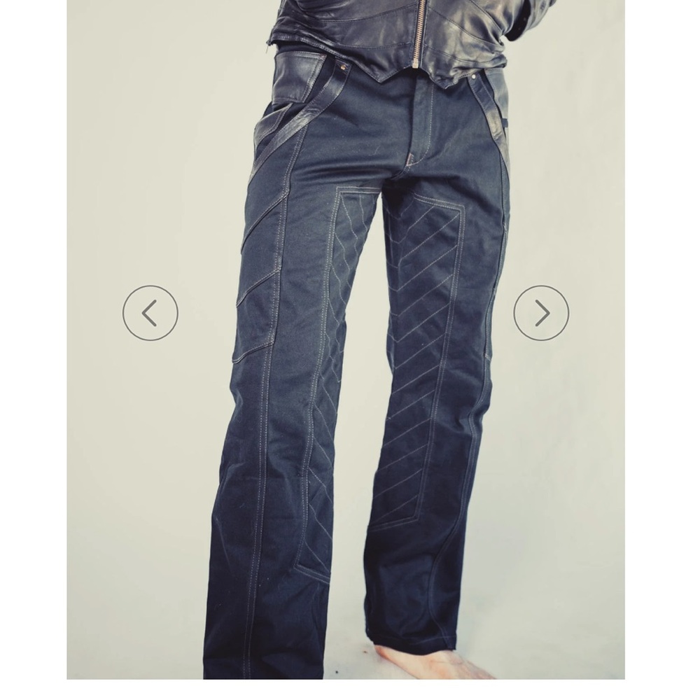 Anahata Designs Newatu Men's Black Jeans With Leather Embellishments